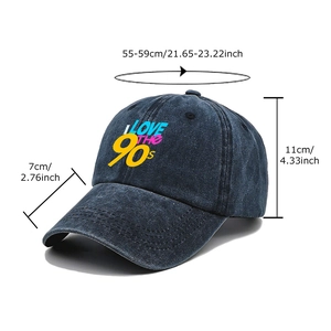 Vintage navy washed cotton baseball cap with colorful I LOVE THE 90s embroidery