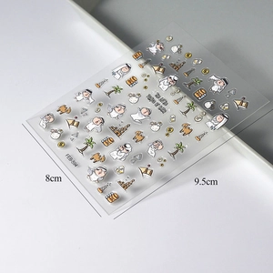 3D embossed Qatar Little Prince nail art stickers with camels and desert motifs