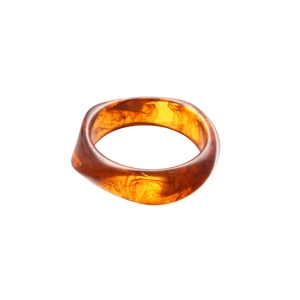 Minimalist acrylic resin bangle with vintage amber tortoiseshell pattern and glossy finish