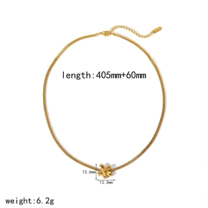 18k gold plated flower necklace with detailed dimensions and 405mm chain length