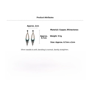 Détails de boucles d'oreilles à pampilles longues de 8,7cm sur 2cm avec tiges en argent
