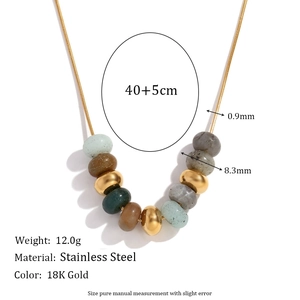 Collier chaîne serpent en acier inoxydable doré 18K avec pierres naturelles