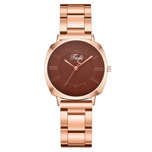 Montre À Quartz Mode Femmes Bracelet À Maillons Alliage Métallique Cadran Rond Analogique Minimaliste Élégante Luxe Finition Or Rose
