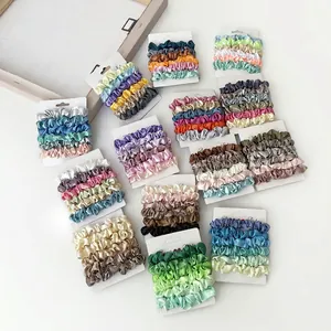 Satin Scrunchies Satin Hair Ties Elastic Hair Bands Ponytail Holders Elegant Solid Gradient Hair Accessories Women Girls