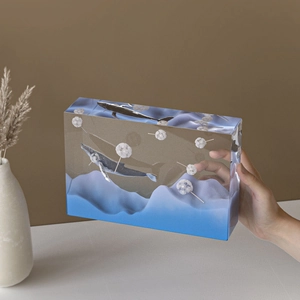 Rechteckige Kunstharzform mit 3D-Ozeanlandschaft und Wal für kreative DIY-Bastelarbeiten