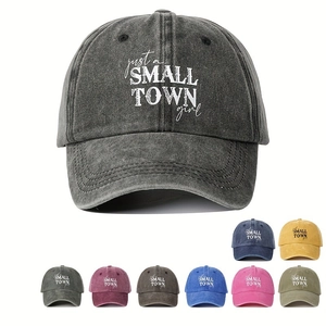 Washed Baseball Cap For Women Men Small Town Girl Printed Letter Sun Hat Adjustable Vintage Distressed Dad Hat Outdoor