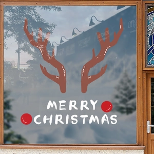 Christmas reindeer antlers window stickers with Merry Christmas text on glass window