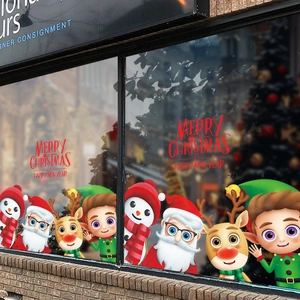 Christmas window decals with Santa Claus Snowman and Reindeer for festive glass decoration