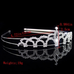 Silver rhinestone crown headband dimensions 12cm diameter and 2.5cm height weighing 19g
