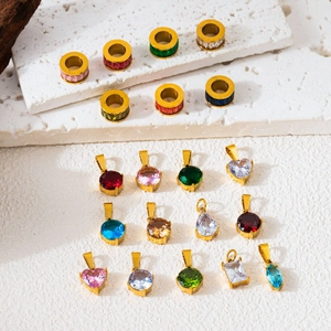 Colorful zircon pendants in heart and round shapes for DIY pearl necklaces