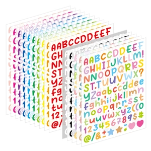 Stack of colorful 0.5 inch alphabet and number stickers for scrapbooking and DIY cards