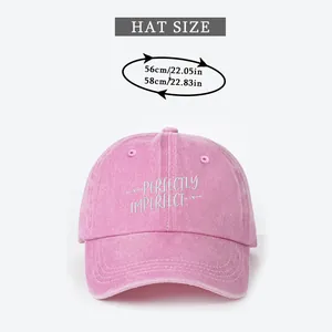 Guide des tailles montrant le tour de tête 56-58cm pour la casquette rose délavée