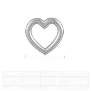 Size chart showing 35x35mm stainless steel hollow heart pendant dimensions and weight