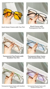 Detailed grid display of various color options for fashion square frame eyeglasses