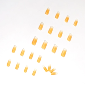 Faux ongles cercueil longs dégradé orange limonade avec finition brillante lot de 24