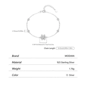 Sparkling s925 sterling silver flower bracelet with petite round diamonds for women