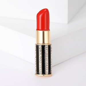 Kreative Lippenstift Brosche Legierung Strass Emaille Vintage Modeschmuck Reversnadel Für Damen Bankett Geschenk