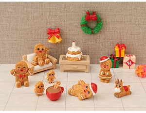 Miniature Christmas resin gingerbread man and reindeer figurines set for holiday decor