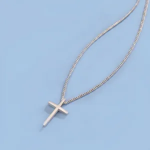 Minimalist S925 sterling silver cross pendant necklace with a fine chain for women