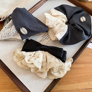 Pinces À Cheveux À Nœud En Dentelle Vintage Et Chouchous À Broderie Florale Pour Femmes Accessoires De Style Français