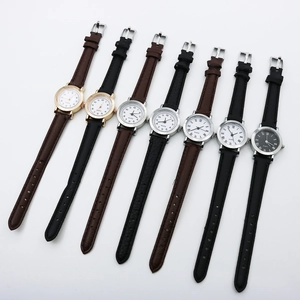 Set of minimalist women's quartz watches with leather straps and multiple dial designs