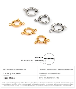 Detailed view of 18K gold and stainless steel spring ring clasps for DIY jewelry