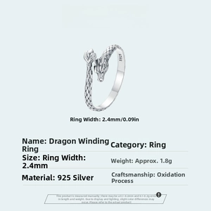 Macro detail of S925 sterling silver dragon ring with vintage oxidation and specs