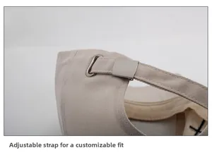 Detail of adjustable metal buckle and twill cotton fabric on this baseball cap