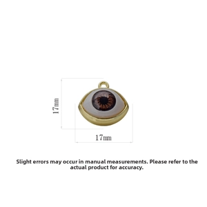 Detailed view of 17mm eye-shaped alloy pendant with dimensions for DIY jewelry