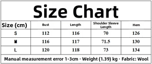Detailed size chart for the women's fashion casual long wool coat with fabric measurements