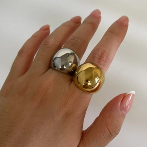 Irregular wide band molten metal rings in 18K gold and silver finishes for women