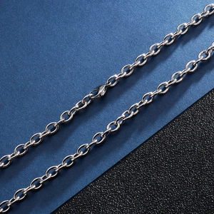 Polished silver stainless steel O-chain necklace with a secure lobster clasp closure