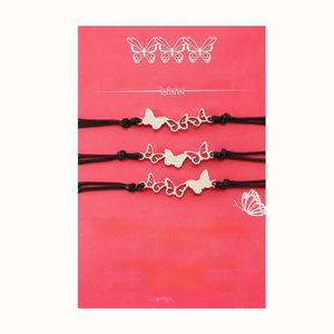 Lot de trois bracelets papillon évidés en acier inoxydable pour mère et fille tressés