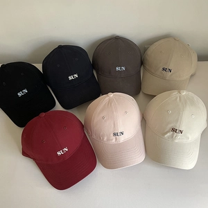 Minimalist Women Cotton Baseball Cap SUN Letter Embroidery Adjustable Breathable Sunshade Casual Outdoor Sport Hat