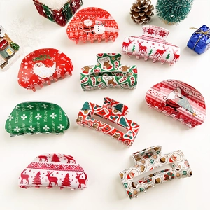 9 pinces à cheveux de Noël colorées avec motifs Père Noël et renne en vue à plat