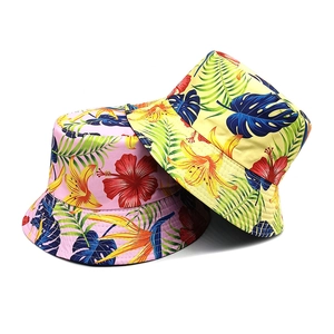 Cappello da pescatore reversibile unisex con stampa floreale tropicale per il sole