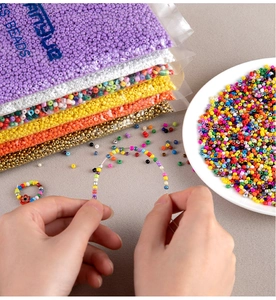 DIY colorful glass seed beads set for jewelry making including mixed colors and finished ring