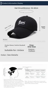 Size chart showing 11.5cm long brim, 56-60cm circumference and baseball cap measuring guide