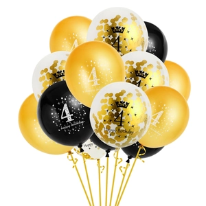 Happy Birthday Balloon Decorations Gold Black White Latex Confetti For Birthday Anniversary Party