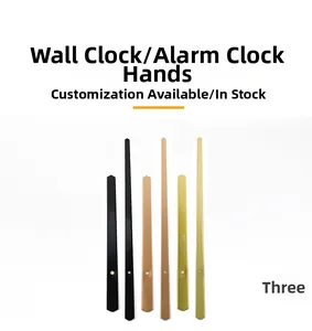 Minimalist metal wall clock hands in black, rose gold, and gold finishes for repair