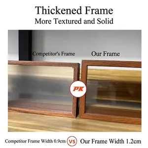 Comparison of double-sided hollow frames showing 1.2cm thickened wood grain border width
