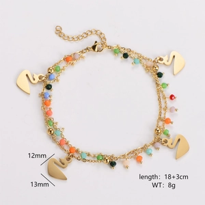 Detailed view of swan bracelet with colorful beads and measurement labels 18cm plus 3cm