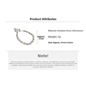 Détails du bracelet en perles de 6mm avec cristaux, longueur totale d'environ 31cm
