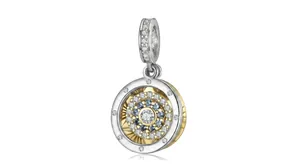 925 Sterling Silver Evil Eye Pendant Rotating Double Layer Gold Silver Charm Zirconia For Bracelet Women Fashion Jewelry