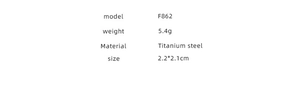 Detailed specifications for titanium steel C-shape earrings model F862 with weight and size