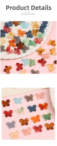 Macro shot of colorful translucent butterfly acrylic beads for DIY jewelry making