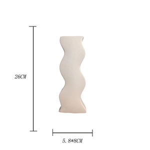 Vaso a onde in ceramica bianca opaca moderna altezza 26cm decorazione minimalista