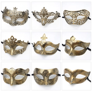 Set of 9 vintage style Halloween masquerade masks in antique bronze and gold finishes