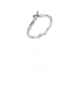 Detailed close-up of S925 sterling silver hallmark inside the vintage olive branch ring