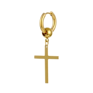 Goldene Titanstahl-Ohrringe mit vertikalem Kreuzanhänger für Herren und Damen
